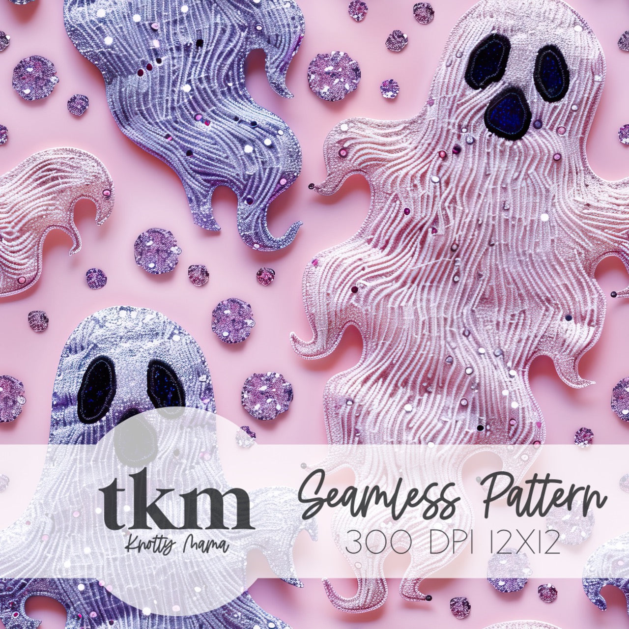 Sparkly Embroidered Ghosts Seamless