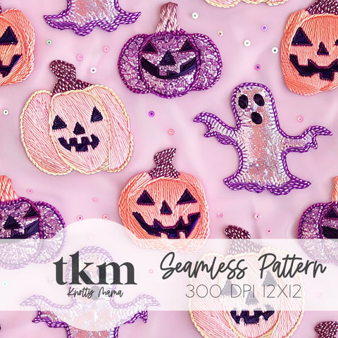 Pastel Holographic Halloween Seamless