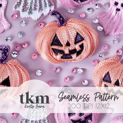 Embroidered Pastel Halloween Seamless