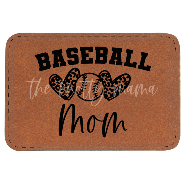 Baseball Mom Leopard Heart Patch