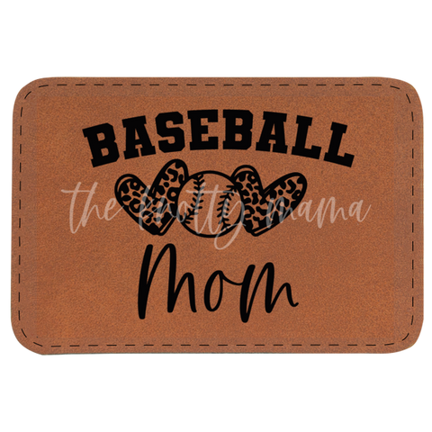Baseball Mom Leopard Heart Patch