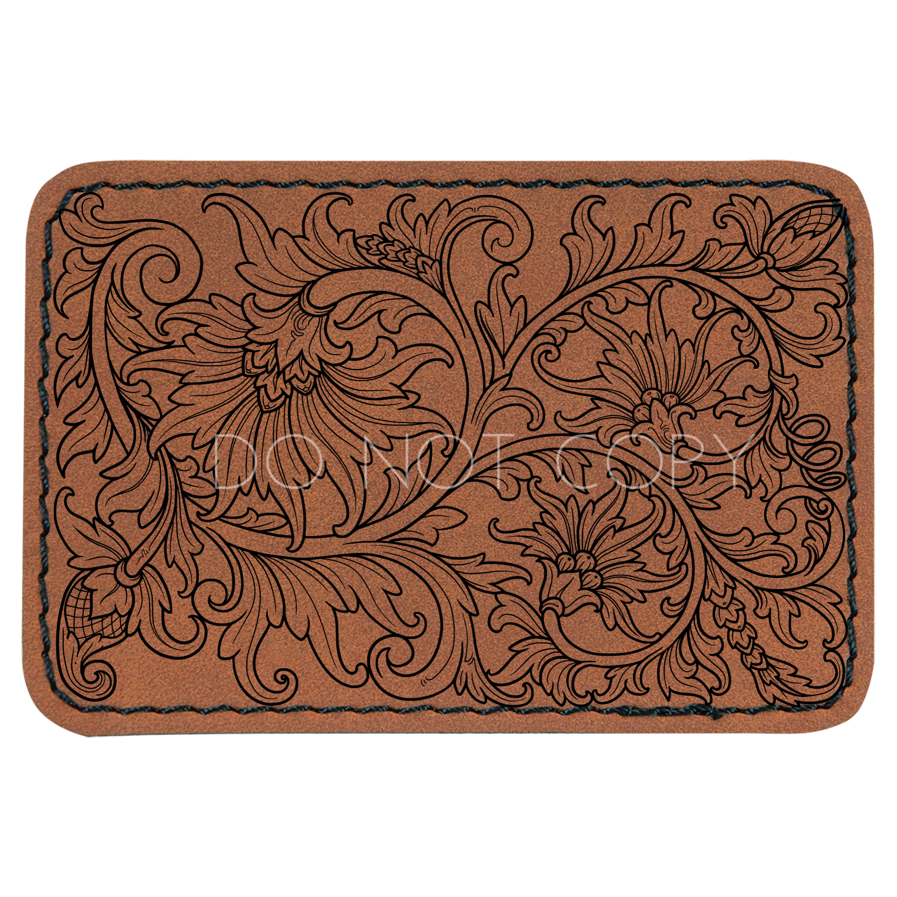 Floral Tooled Leather Patch