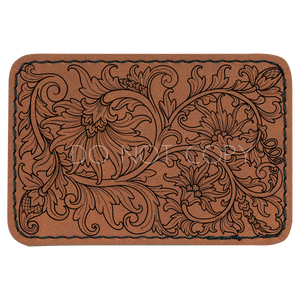 Floral Tooled Leather Patch