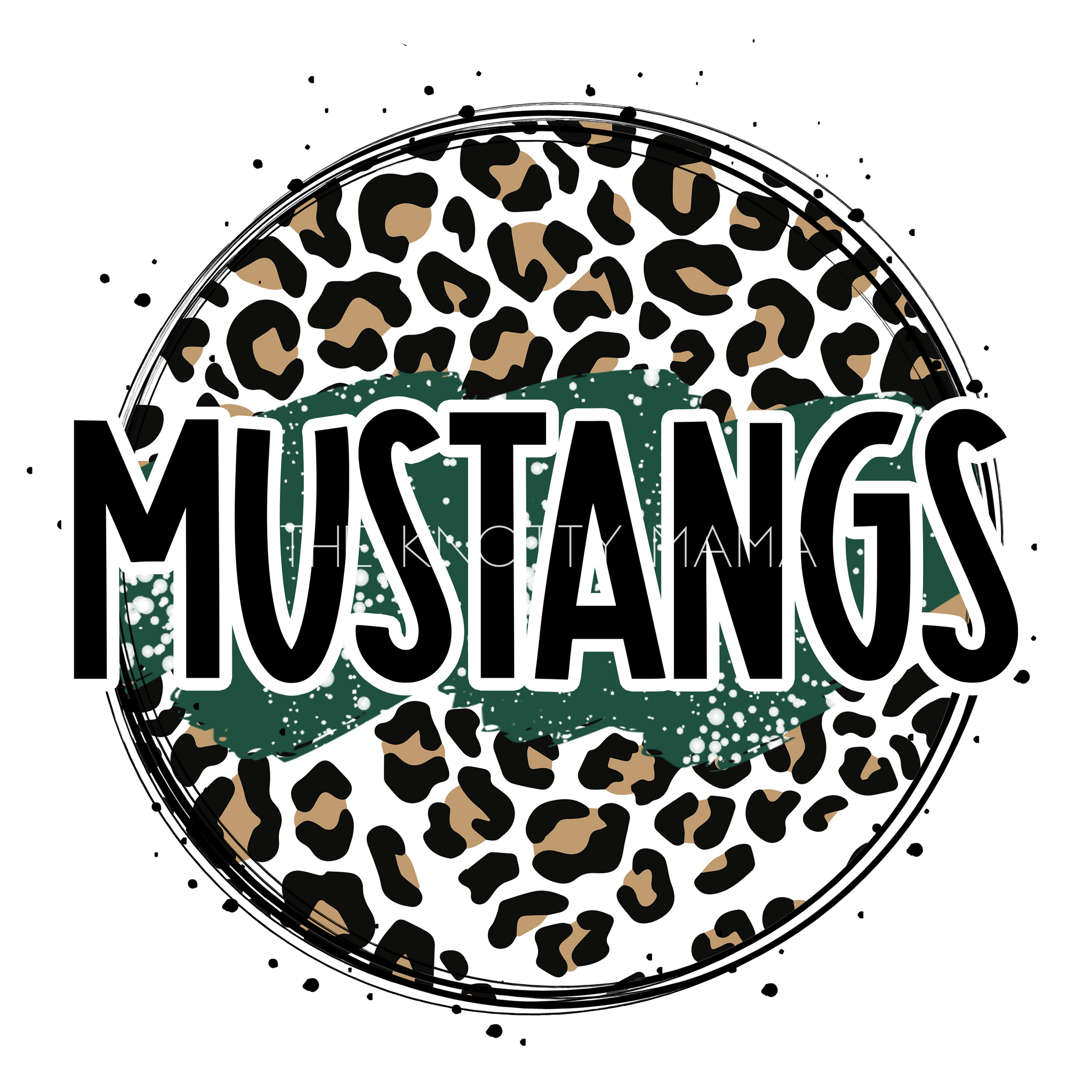 Forest Green Mustangs - Leopard Circle PNG