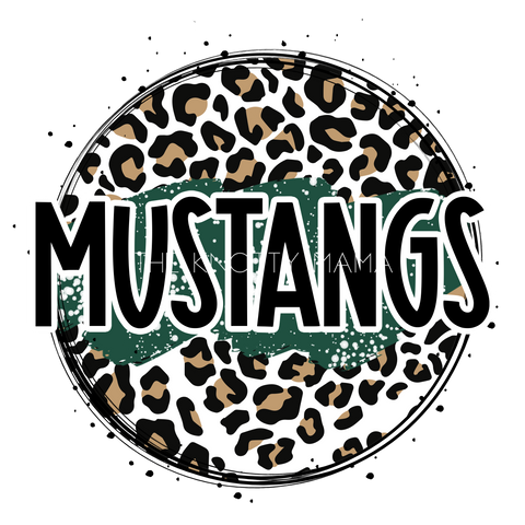 Forest Green Mustangs - Leopard Circle PNG