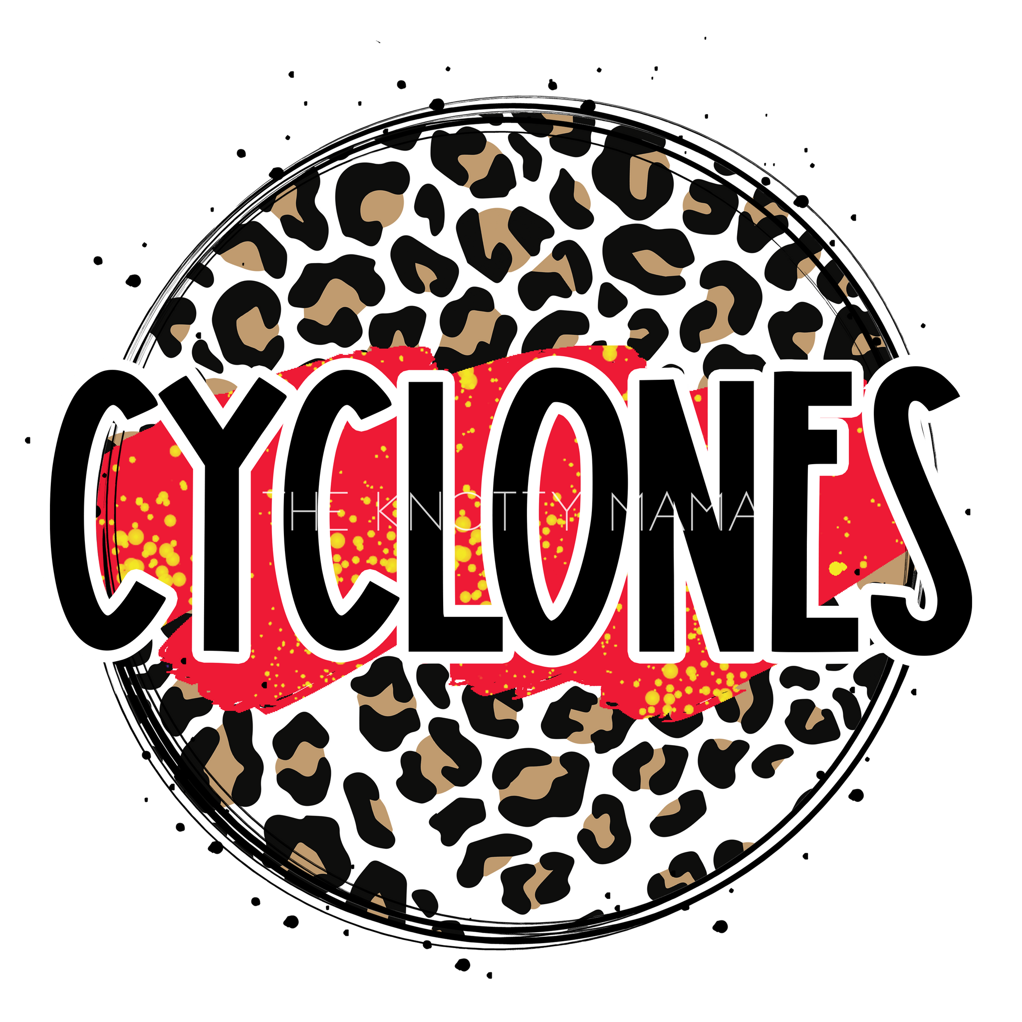 Red and Yellow Cyclones - Leopard Circle PNG