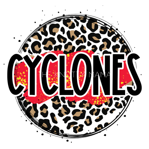Red and Yellow Cyclones - Leopard Circle PNG