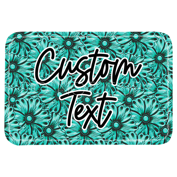 Turquoise Floral Tooled Leather Patch
