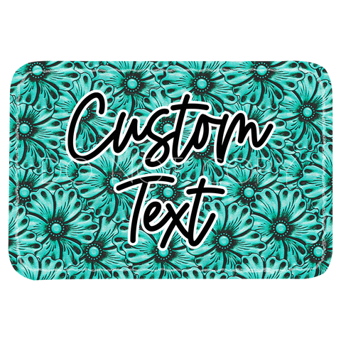 Turquoise Floral Tooled Leather Patch
