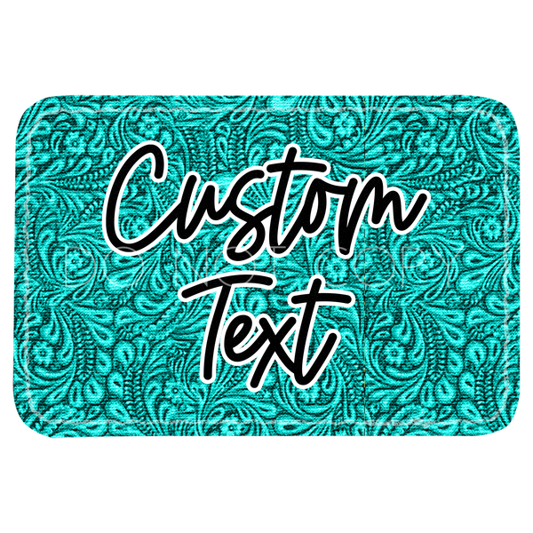 Turquoise Linen Tooled Leather Patch