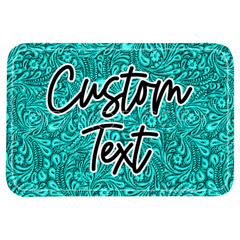 Turquoise Linen Tooled Leather Patch