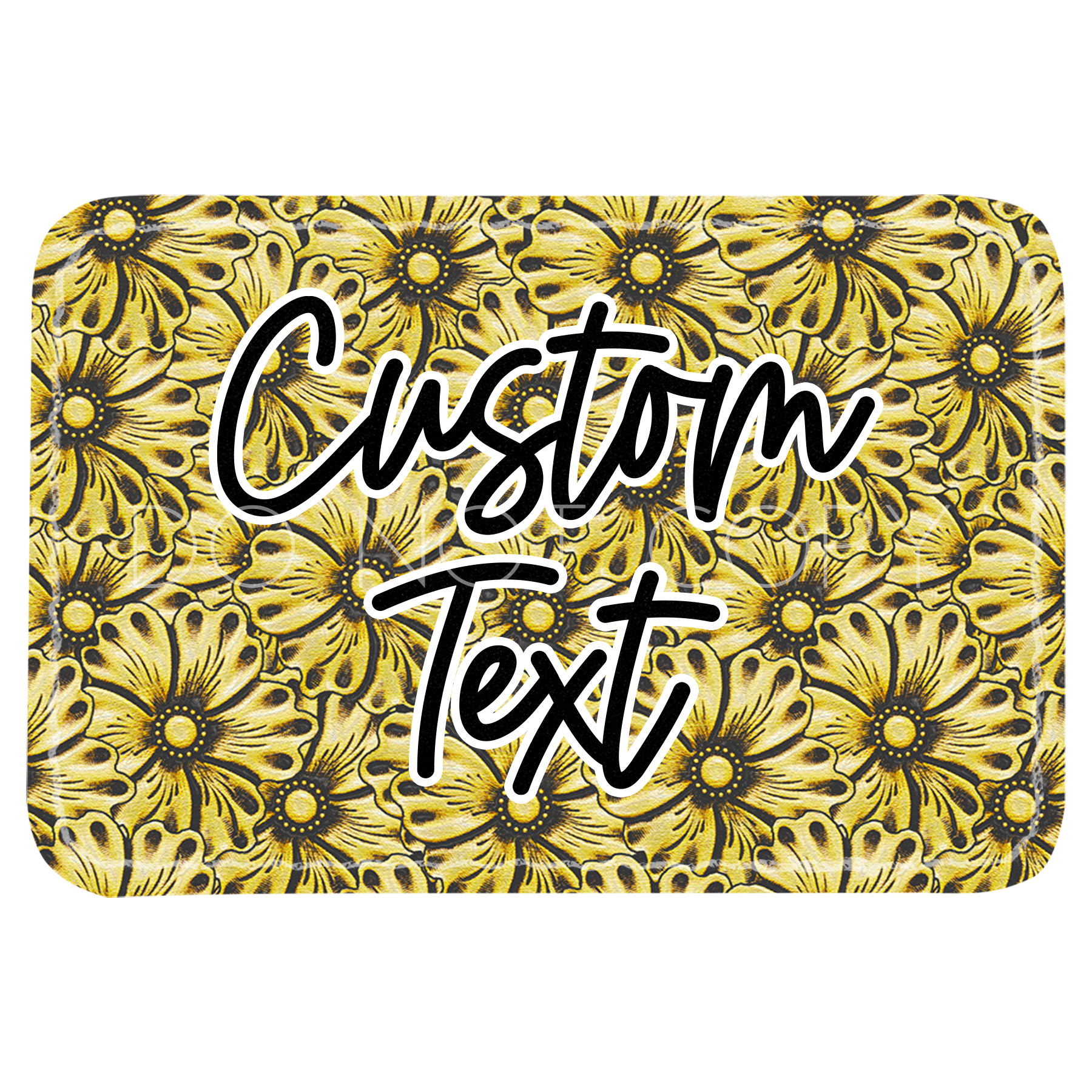 Yellow Floral Tooled Leather Patch