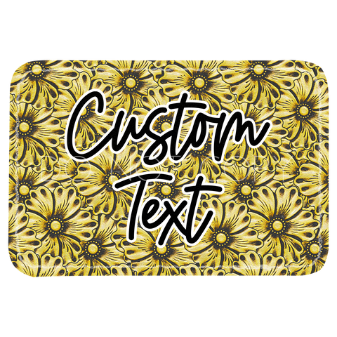 Yellow Floral Tooled Leather Patch